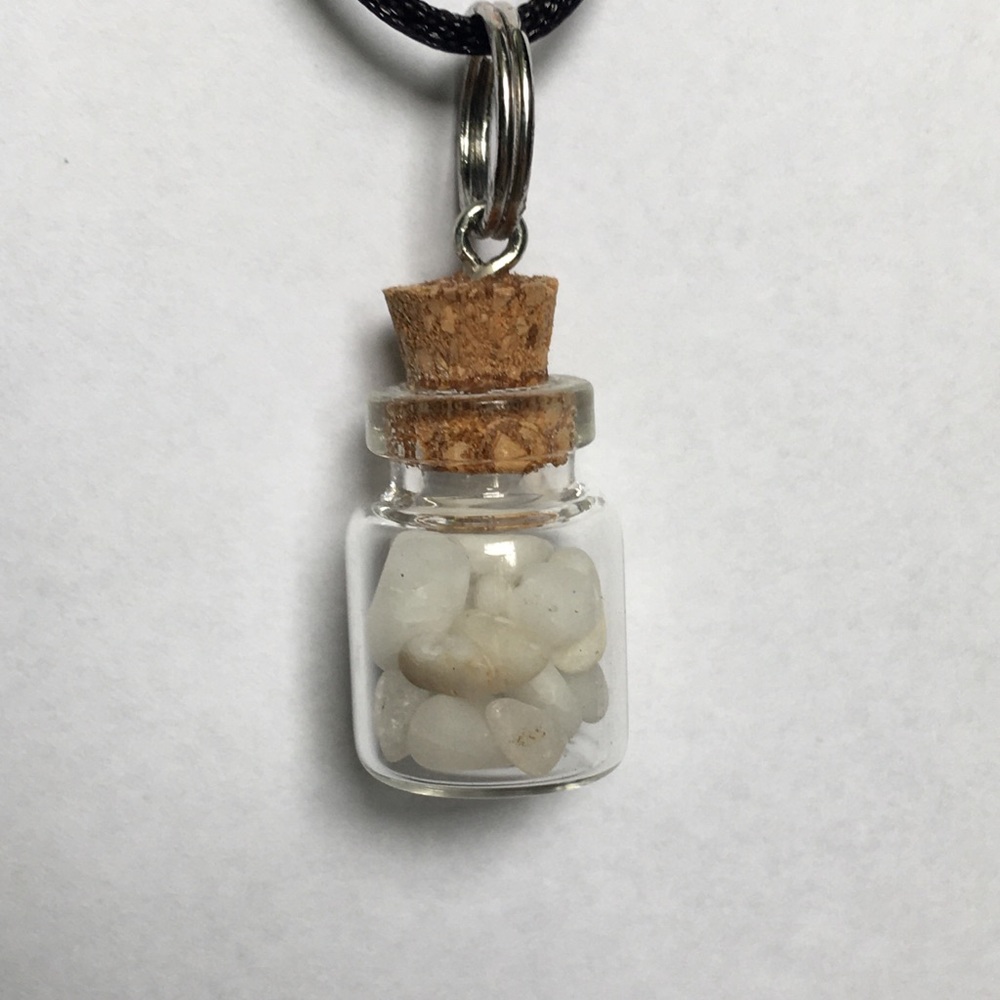Snow quartz bottle necklace